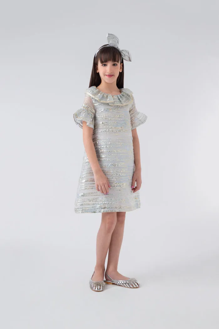 Eyelet A-Line Dress with Overlay