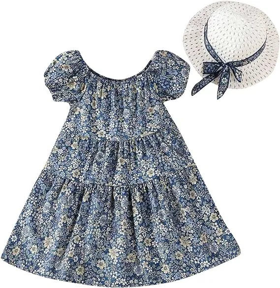 Floral Princess Dress with Hat