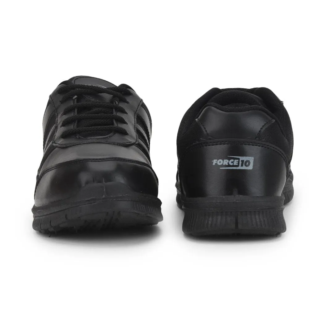 Force 10 Black Uniform Lacing School Shoe For Kids GOLA-03L By Liberty