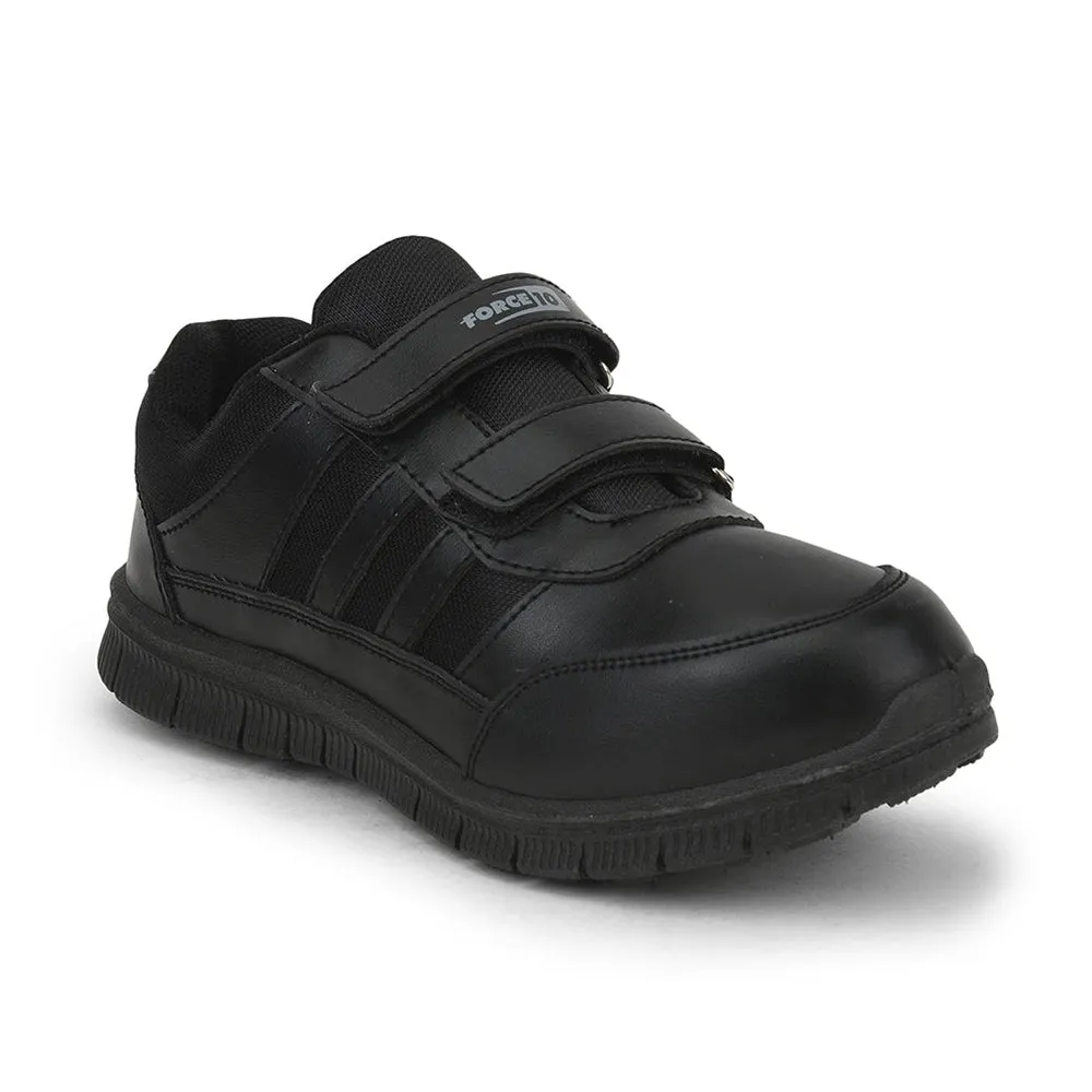 Force 10 Black Uniform Velcro School Shoe For Kids GOLA-03 By Liberty