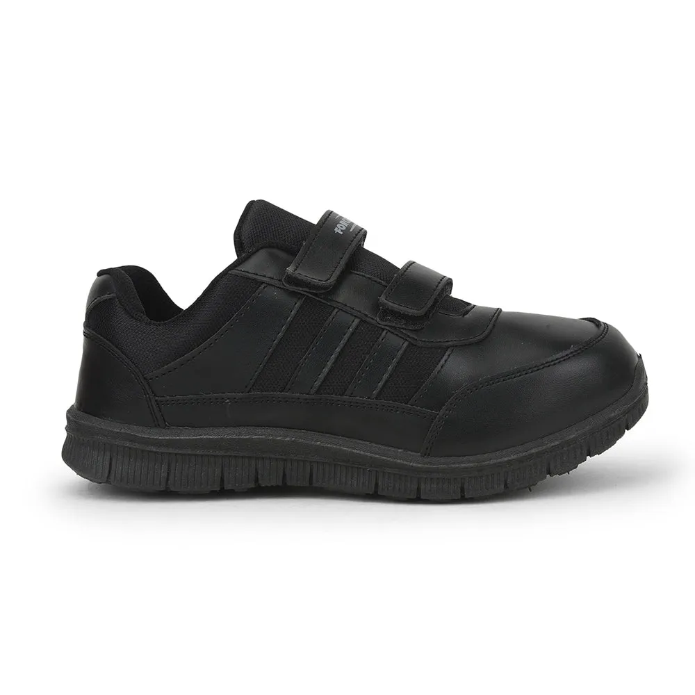 Force 10 Black Uniform Velcro School Shoe For Kids GOLA-03 By Liberty