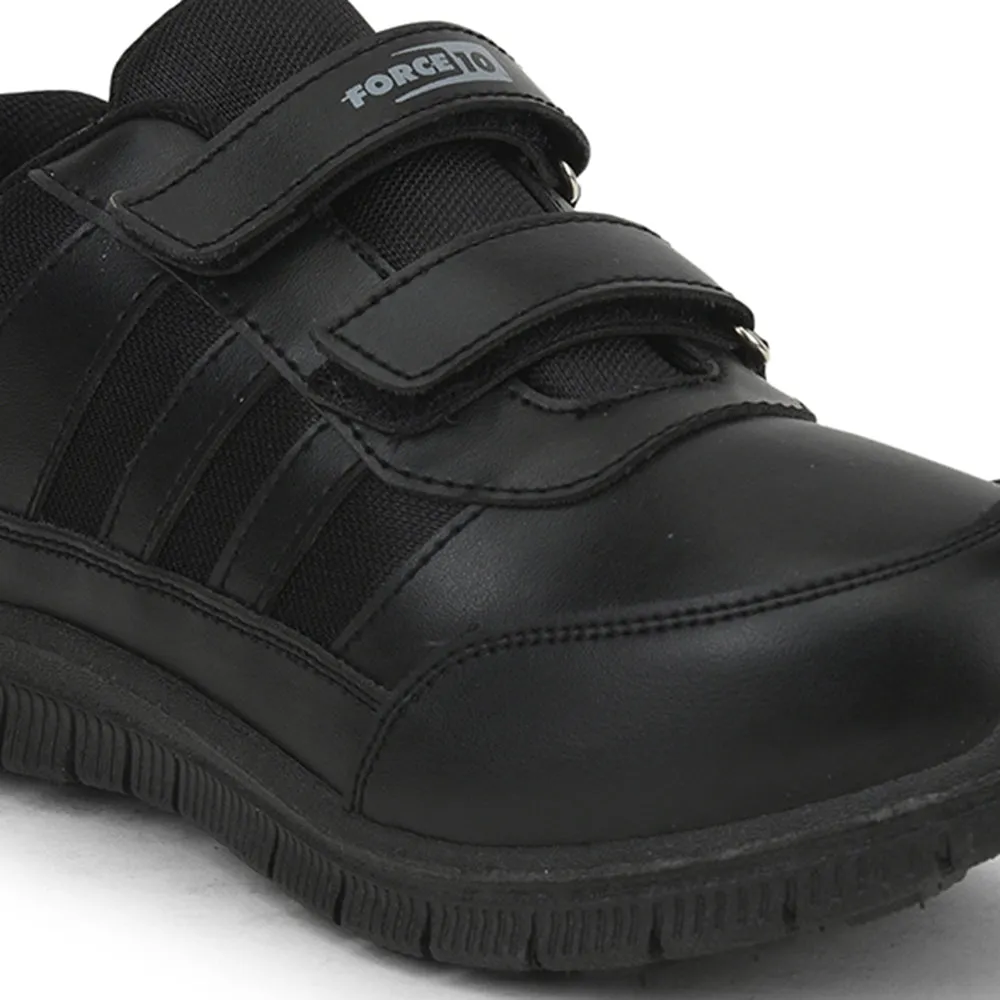 Force 10 Black Uniform Velcro School Shoe For Kids GOLA-03 By Liberty