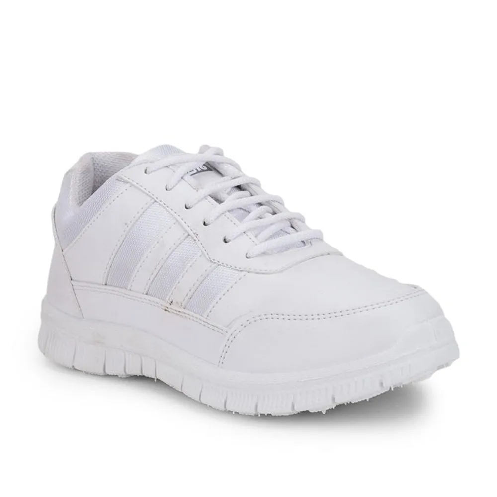 Force 10 White Uniform Lacing School Shoe For Kids GOLA-03L By Liberty