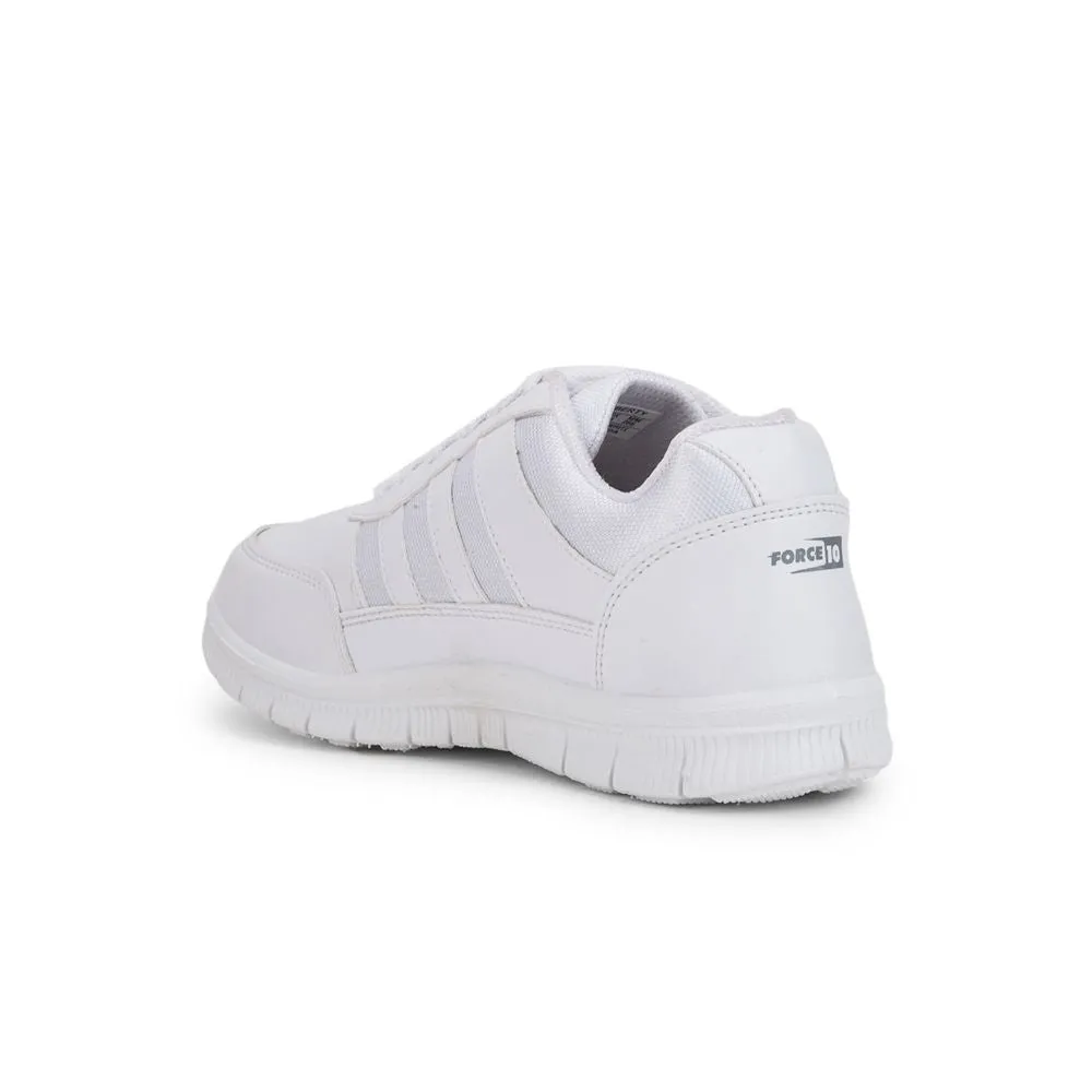 Force 10 White Uniform Lacing School Shoe For Kids GOLA-03L By Liberty