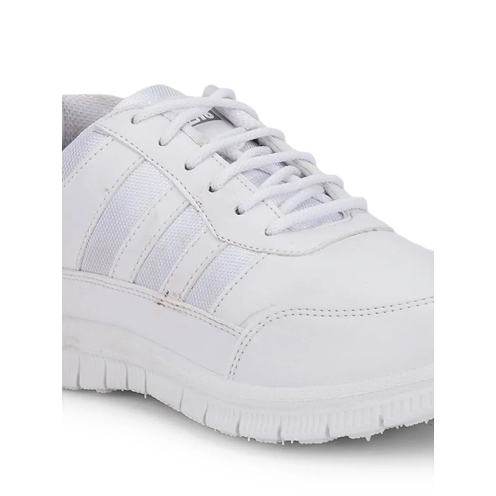 Force 10 White Uniform Lacing School Shoe For Kids GOLA-03L By Liberty