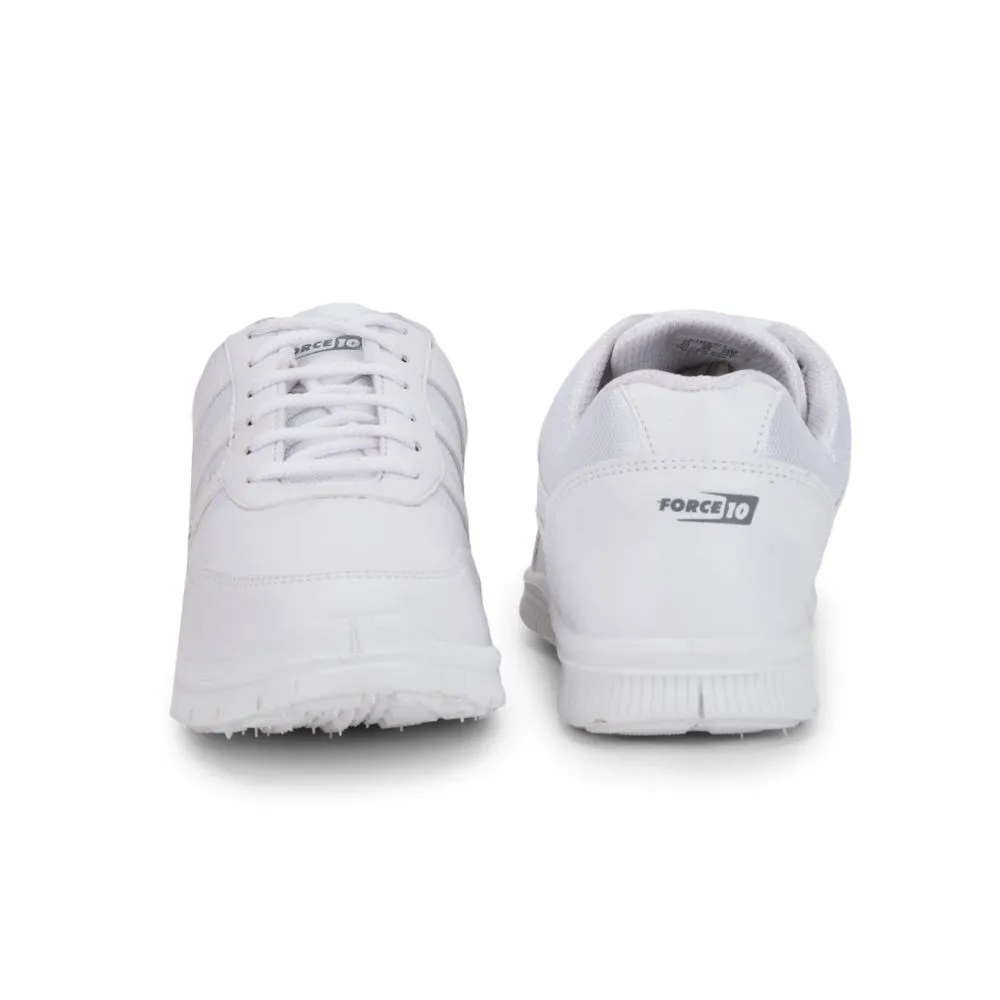 Force 10 White Uniform Lacing School Shoe For Kids GOLA-03L By Liberty