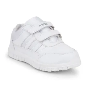 Force 10 White Uniform Velcro School Shoe For Kids GOLA-03 By Liberty