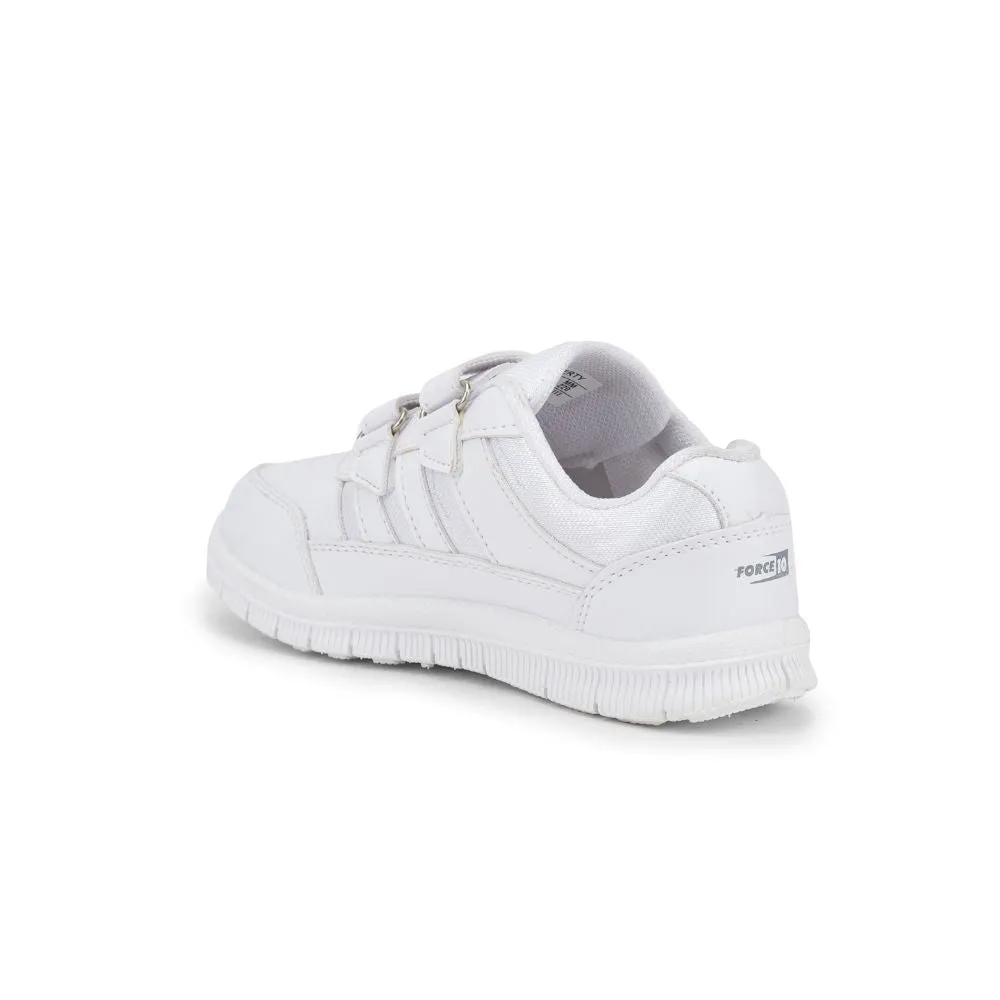 Force 10 White Uniform Velcro School Shoe For Kids GOLA-03 By Liberty