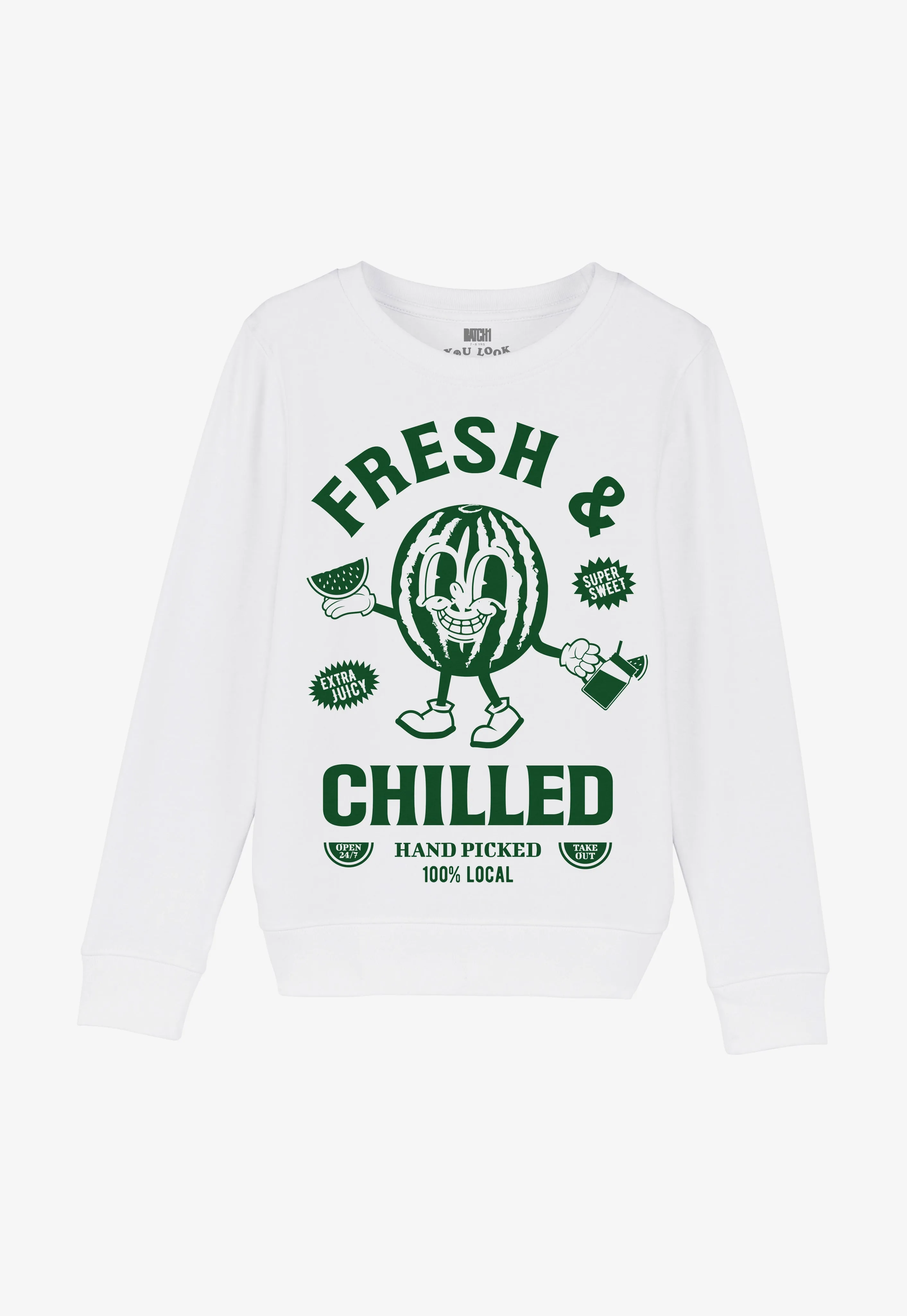 Fresh and Chilled Kids’ Watermelon Sweatshirt in White