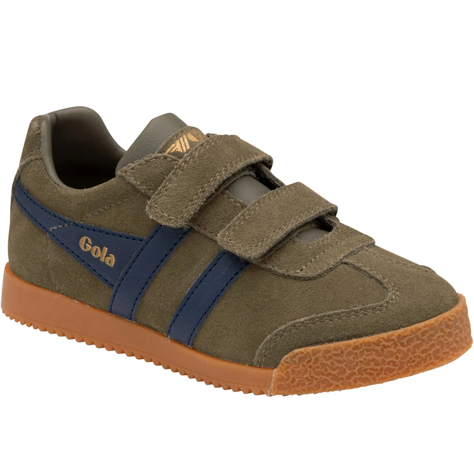 Gola Classics Kids Harrier Strap Suede Trainers - Khaki