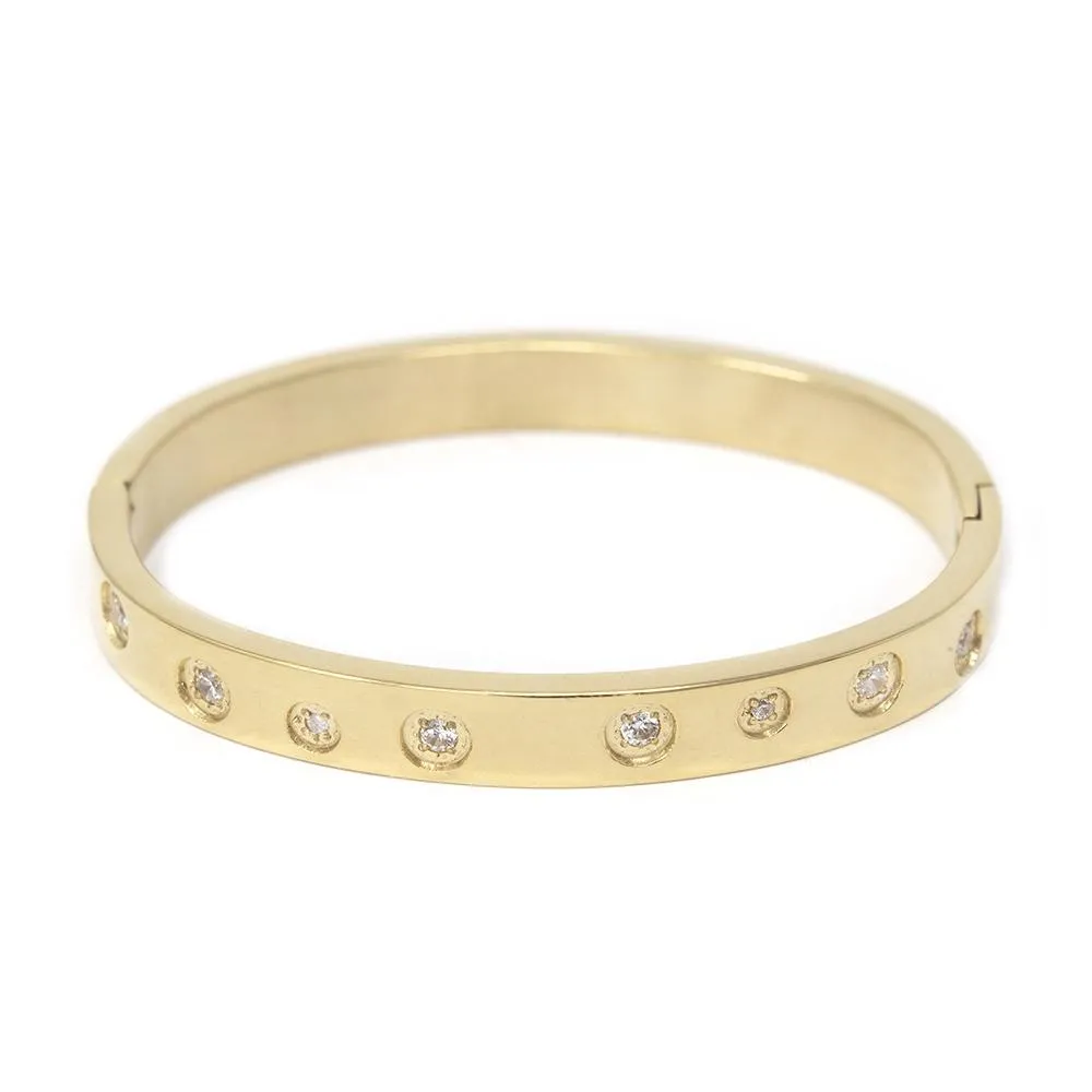 Gold Plated Kids Bangle with CZ Inlay