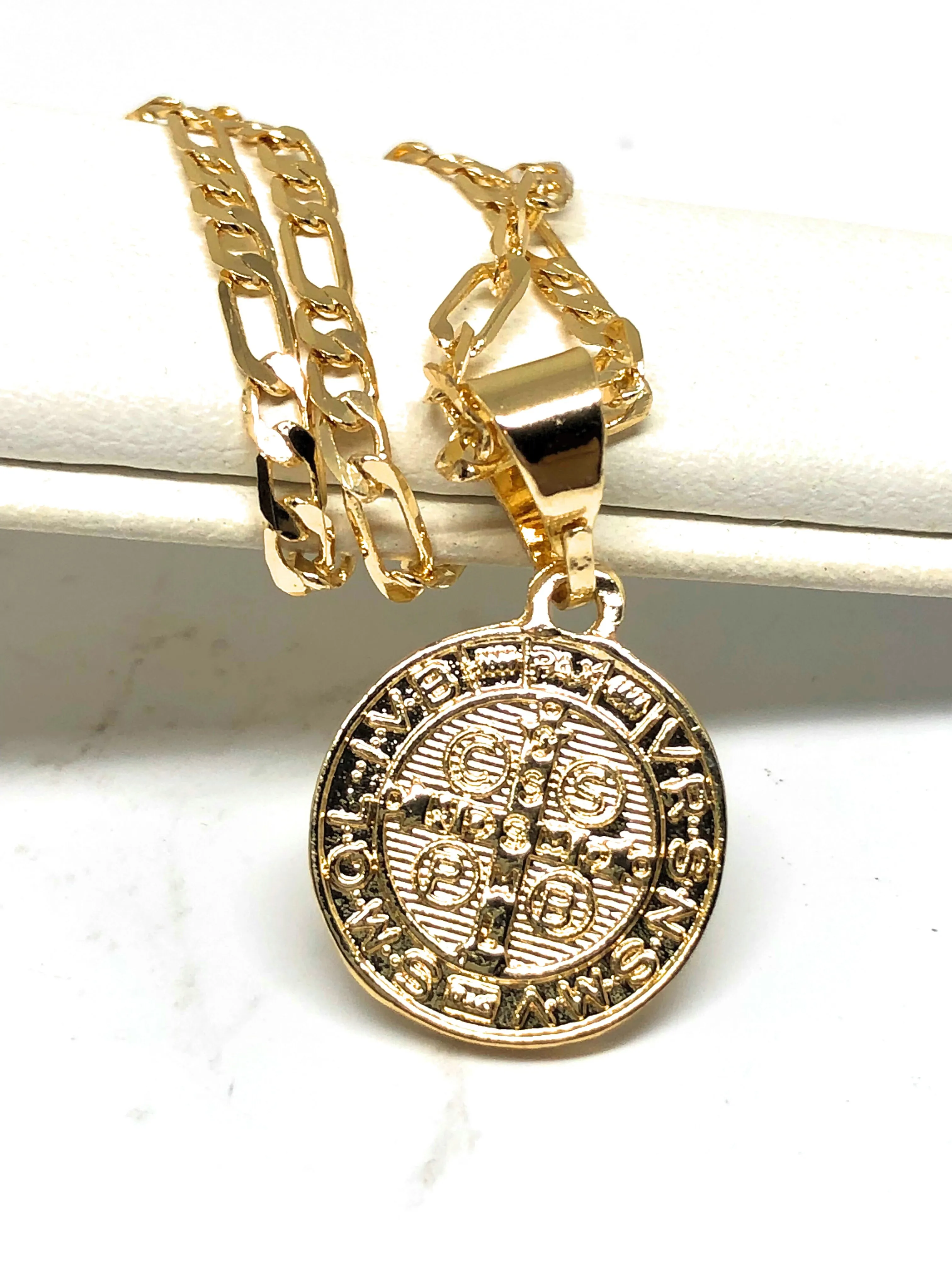 Gold Plated Kids San Benito Protection Necklace