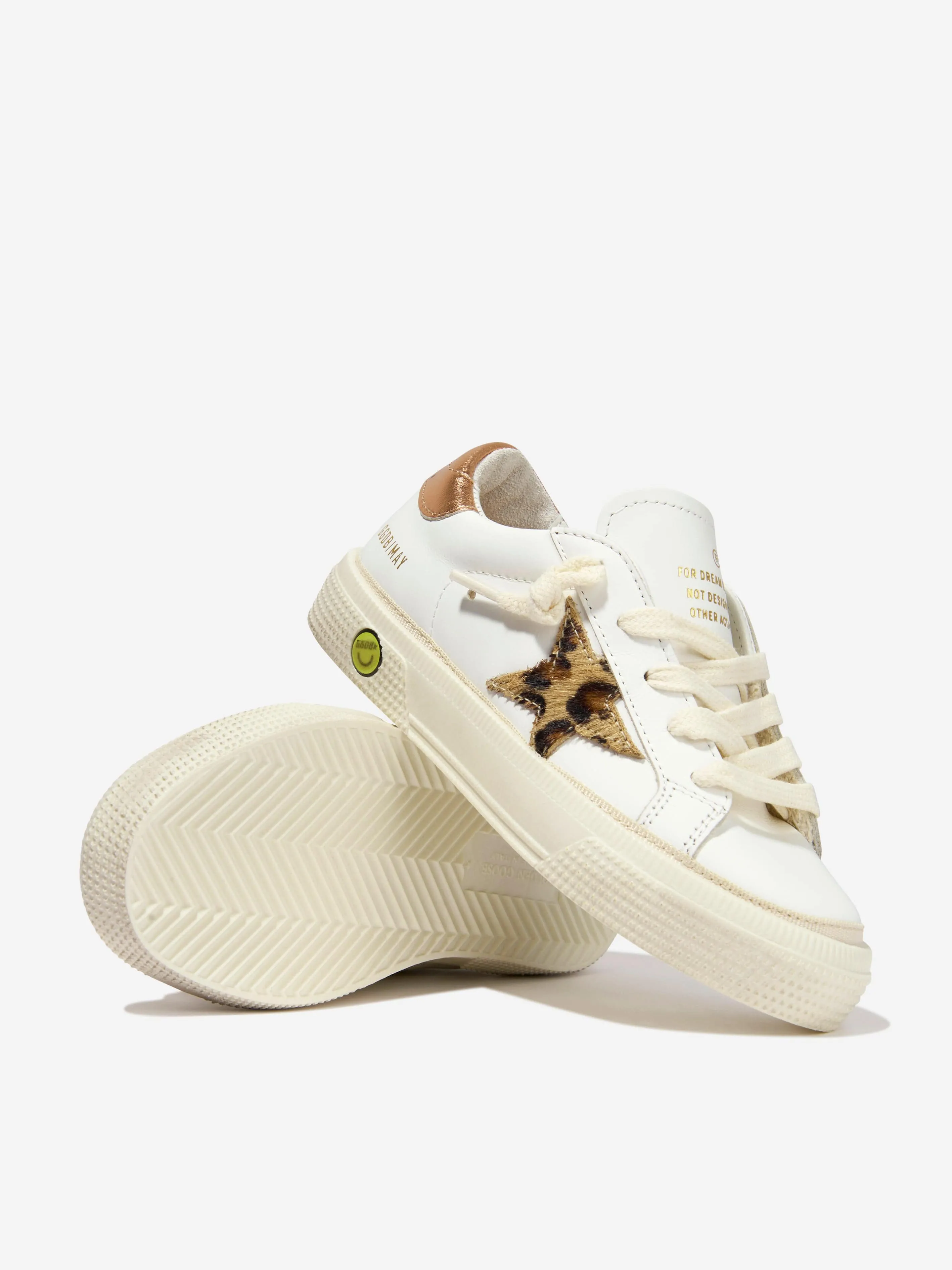 Golden Goose Kids - Kids May Leather Leopard Horsy Star Trainers | Childsplay Clothing