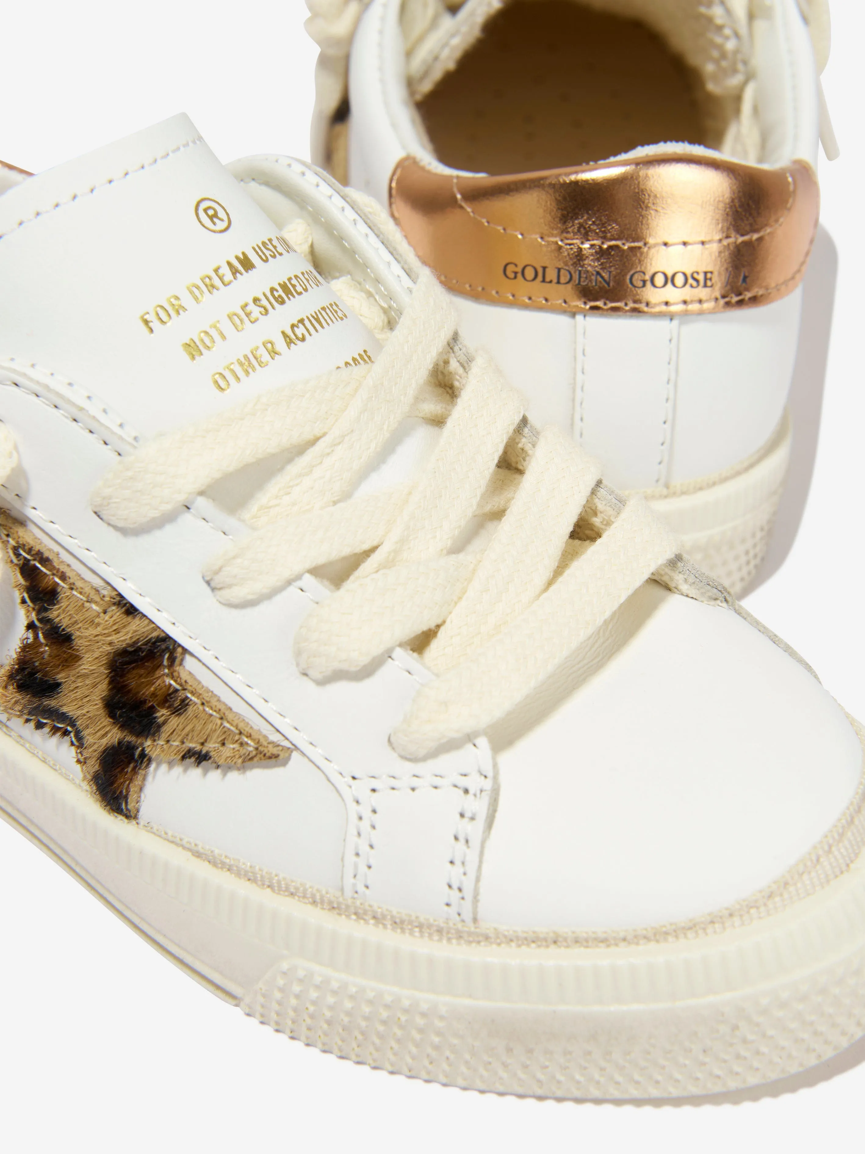 Golden Goose Kids - Kids May Leather Leopard Horsy Star Trainers | Childsplay Clothing