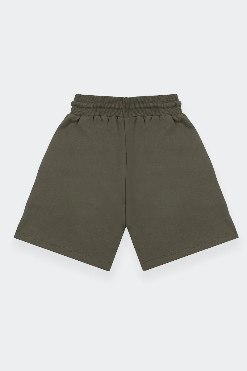 Green Fleece Kids Shorts