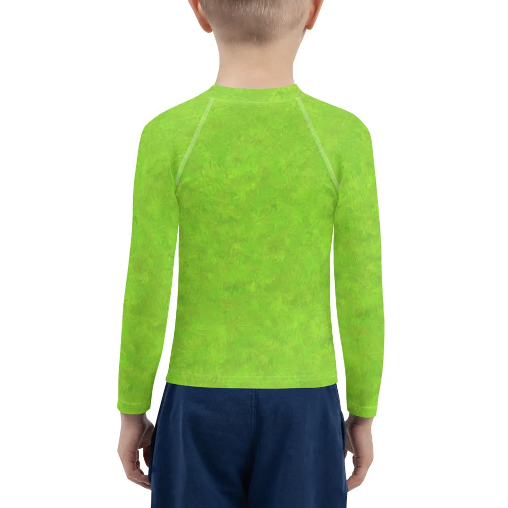 Green Fur Print Kids Rash Guard