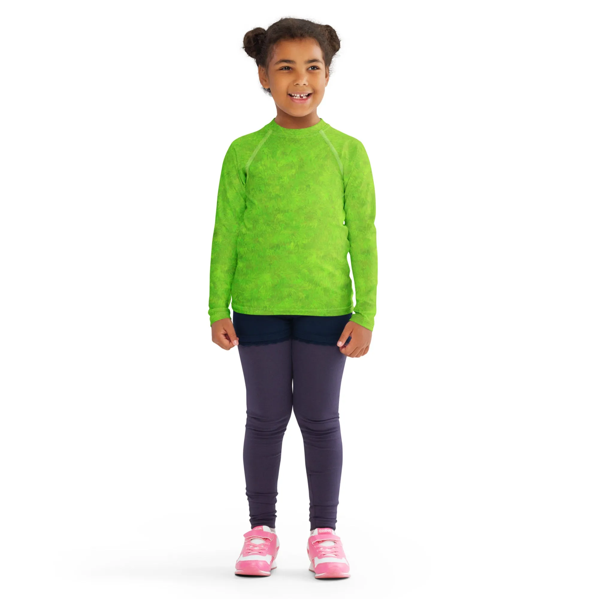 Green Fur Print Kids Rash Guard