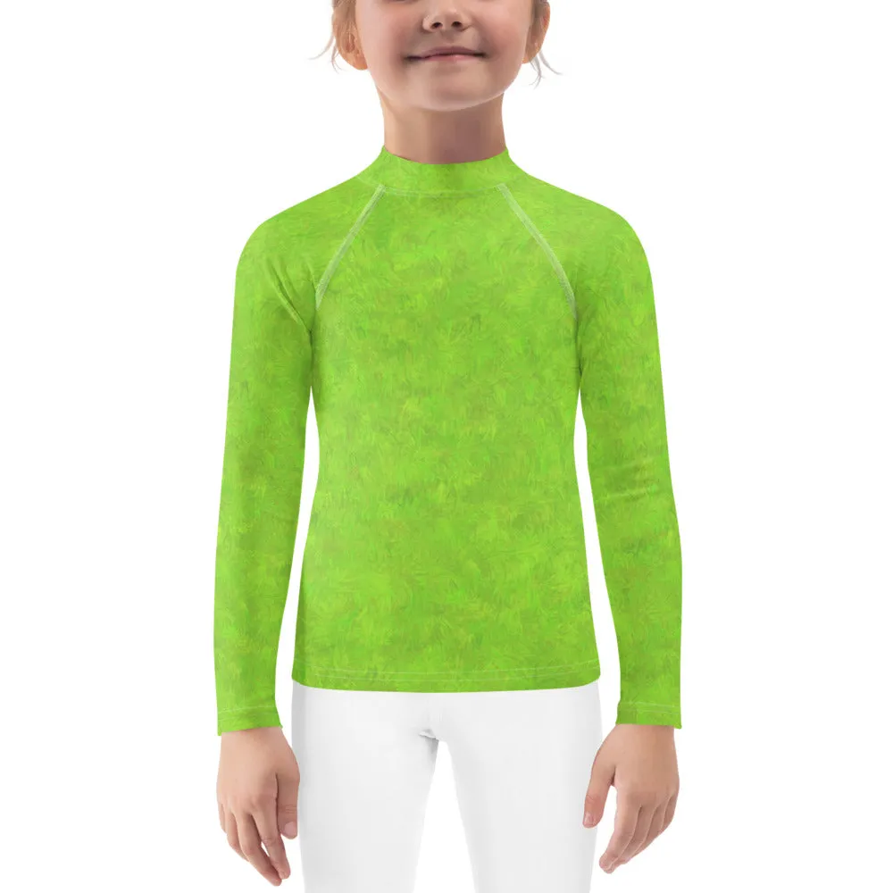 Green Fur Print Kids Rash Guard