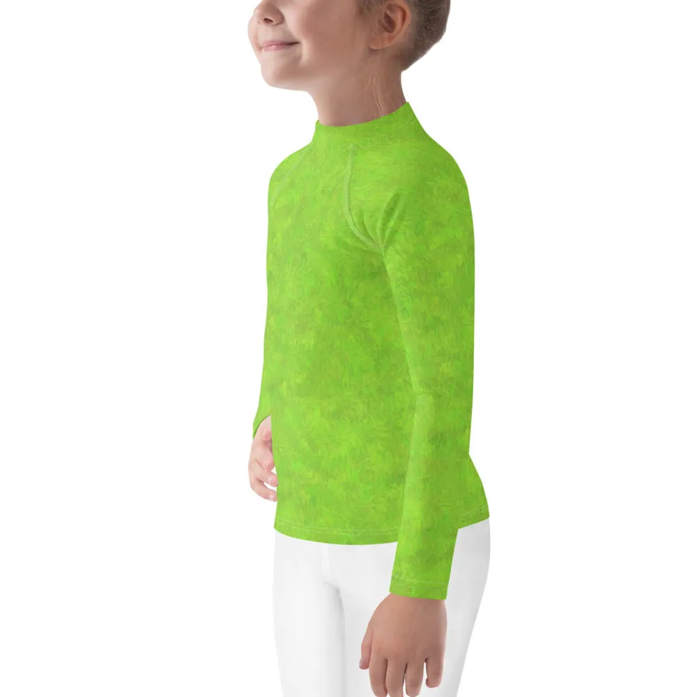 Green Fur Print Kids Rash Guard