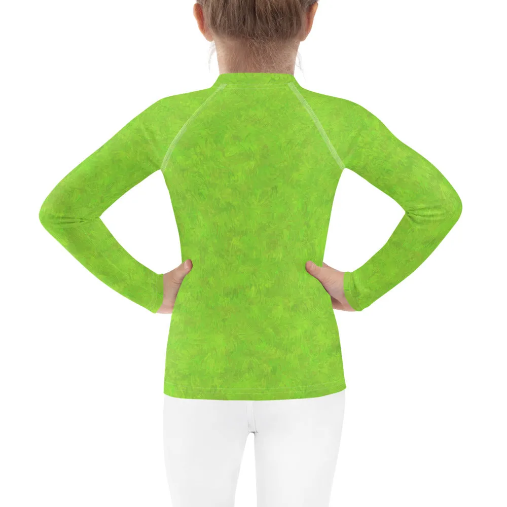 Green Fur Print Kids Rash Guard