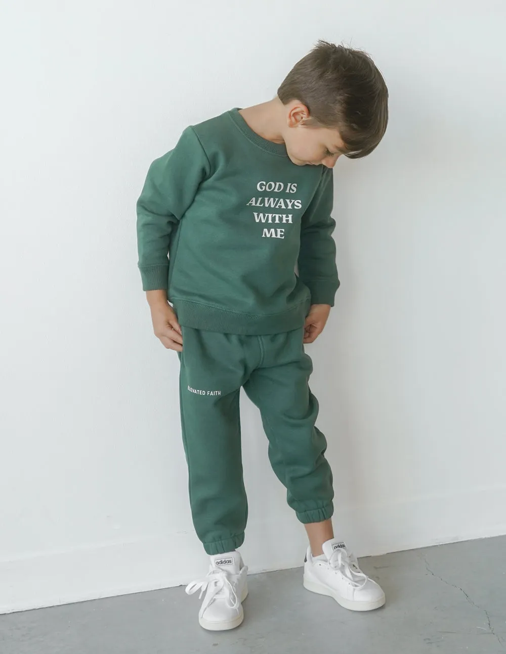 God Is Always With Me Green Children's Sweatpants