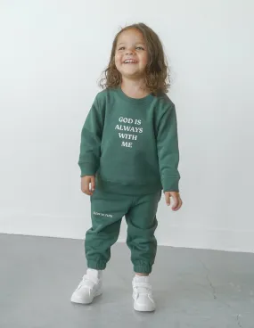 God Is Always With Me Green Children's Sweatpants