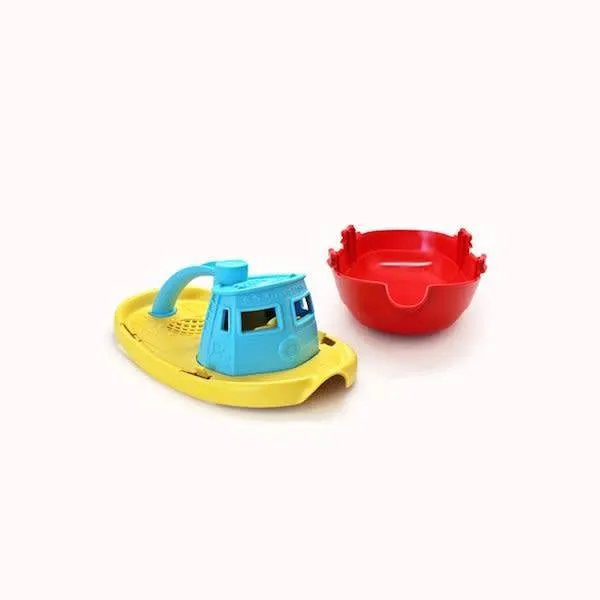 Green Toys tugboat with blue handle