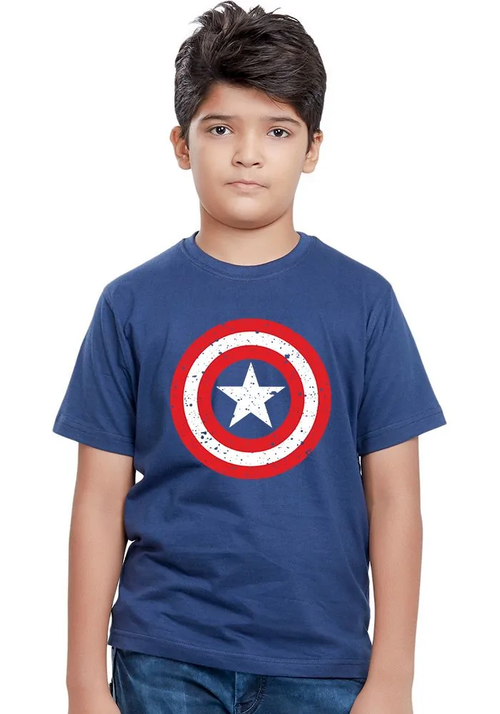 Grunge Shield Captain America Sr Kids T-Shirt