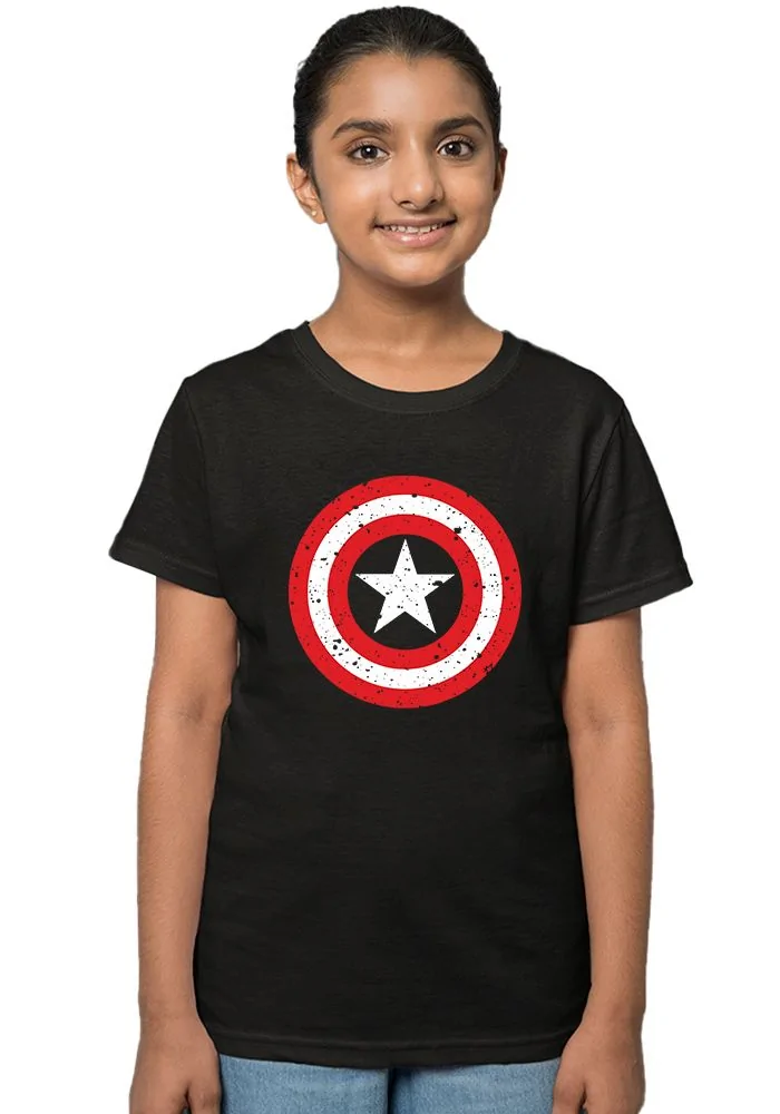 Grunge Shield Captain America Sr Kids T-Shirt