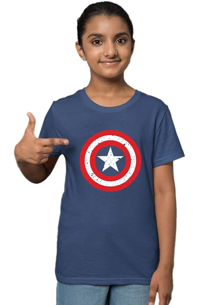 Grunge Shield Captain America Sr Kids T-Shirt