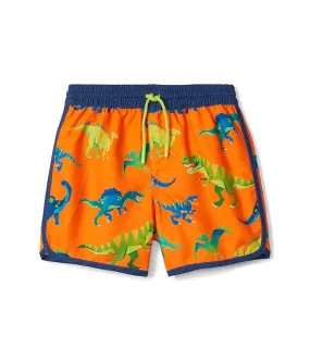 Kids Colour-Block Dino Swim Shorts