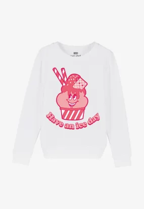 Have An Ice Day Kids’ Slogan Sweatshirt in White