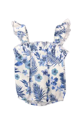 Blue Hawaiian Gauze Banded Top