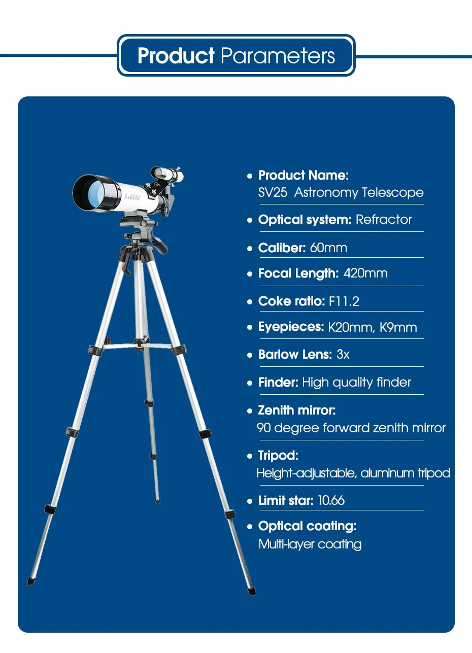 High Quality Refractive 60mm  Kids  Astronomical Telescope