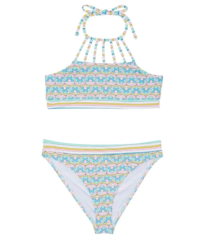 Hobie Kids Coming Up Daisies High Neck Strappy Bralette and Hipster (Big Kids)