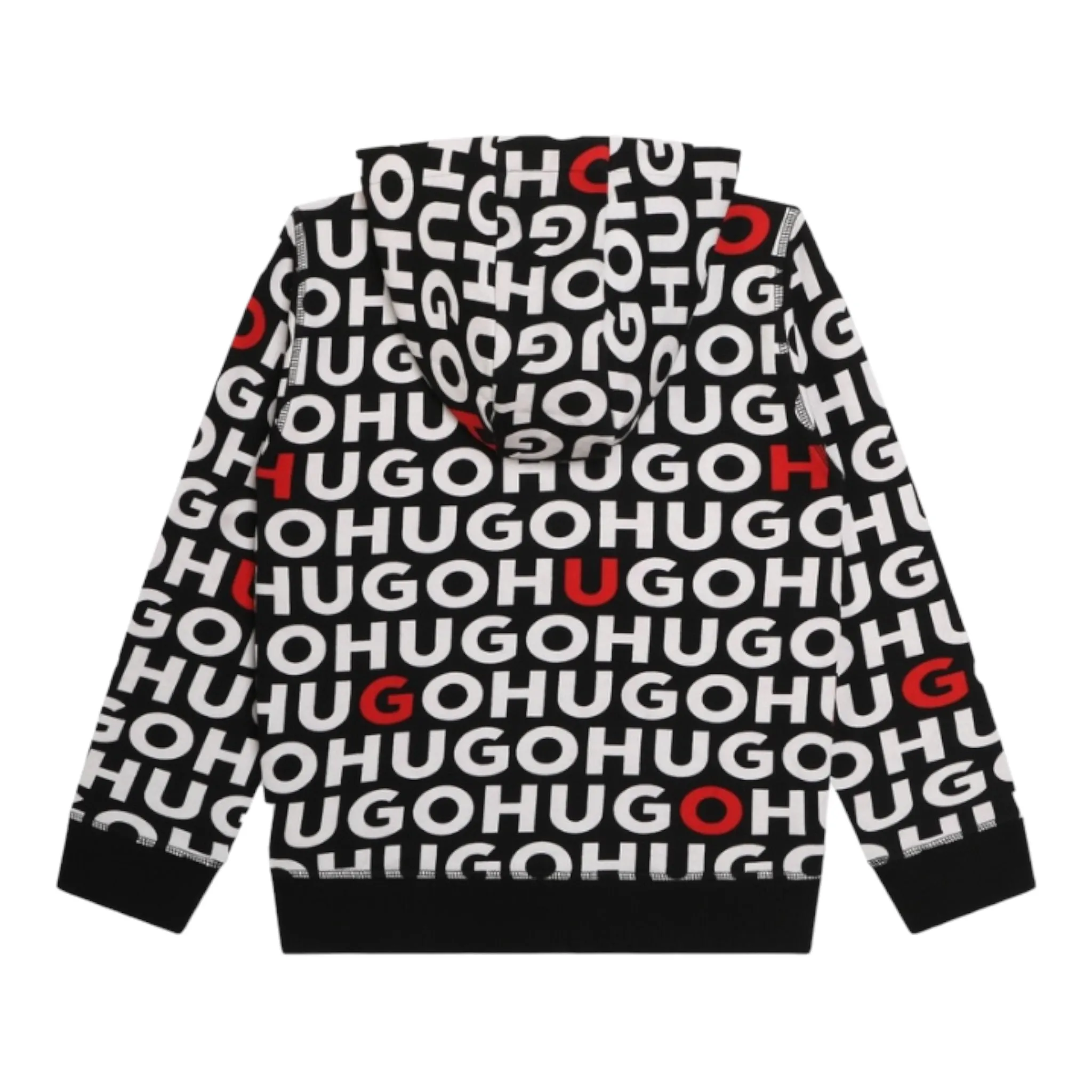 Hugo by Hugo Boss Kids All-Over Logo Full-Zip Hoodie Sweatshirt