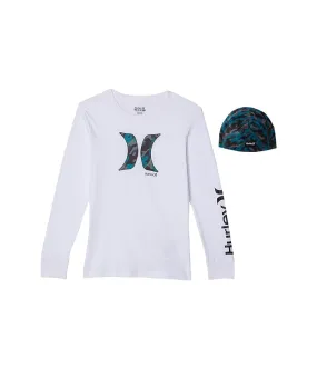 Hurley Kids Long Sleeve Graphic T-Shirt and Beanie Gift Set (Big Kids)