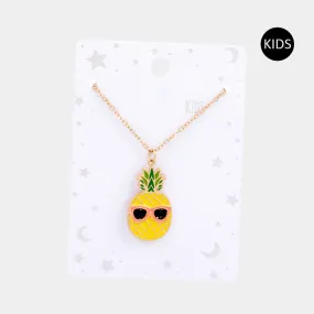 Kid's Enamel Pineapple Pendant Necklace by iLLASPARKZ