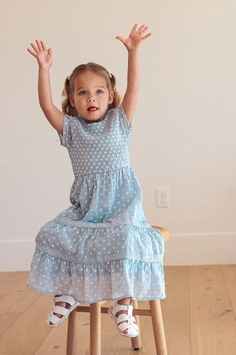 Kids Blue Isla Dot Dress