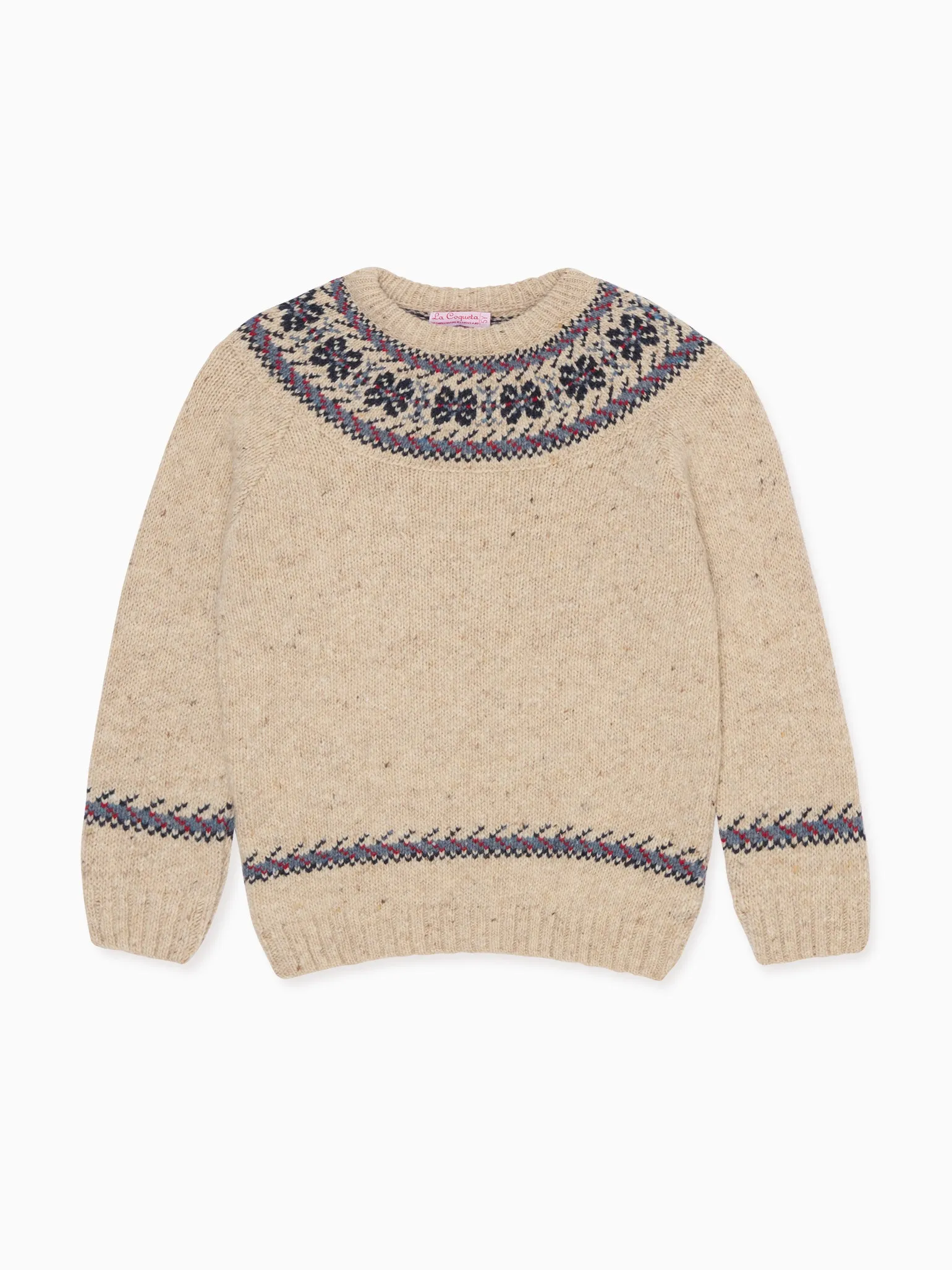 Ivory Merino Fair Isle Kids Jumper