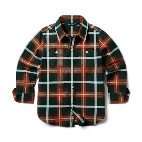 Janie and Jack Brushed Twill Plaid Button-Up (Toddler/Little Kids/Big Kids)