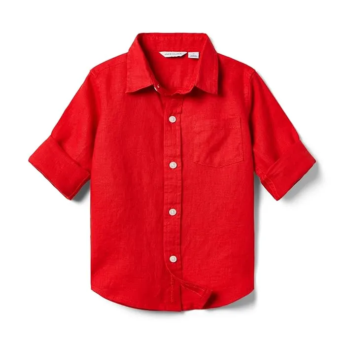 Janie and Jack Linen Roll Up Shirt (Toddler/Little Kids/Big Kids)