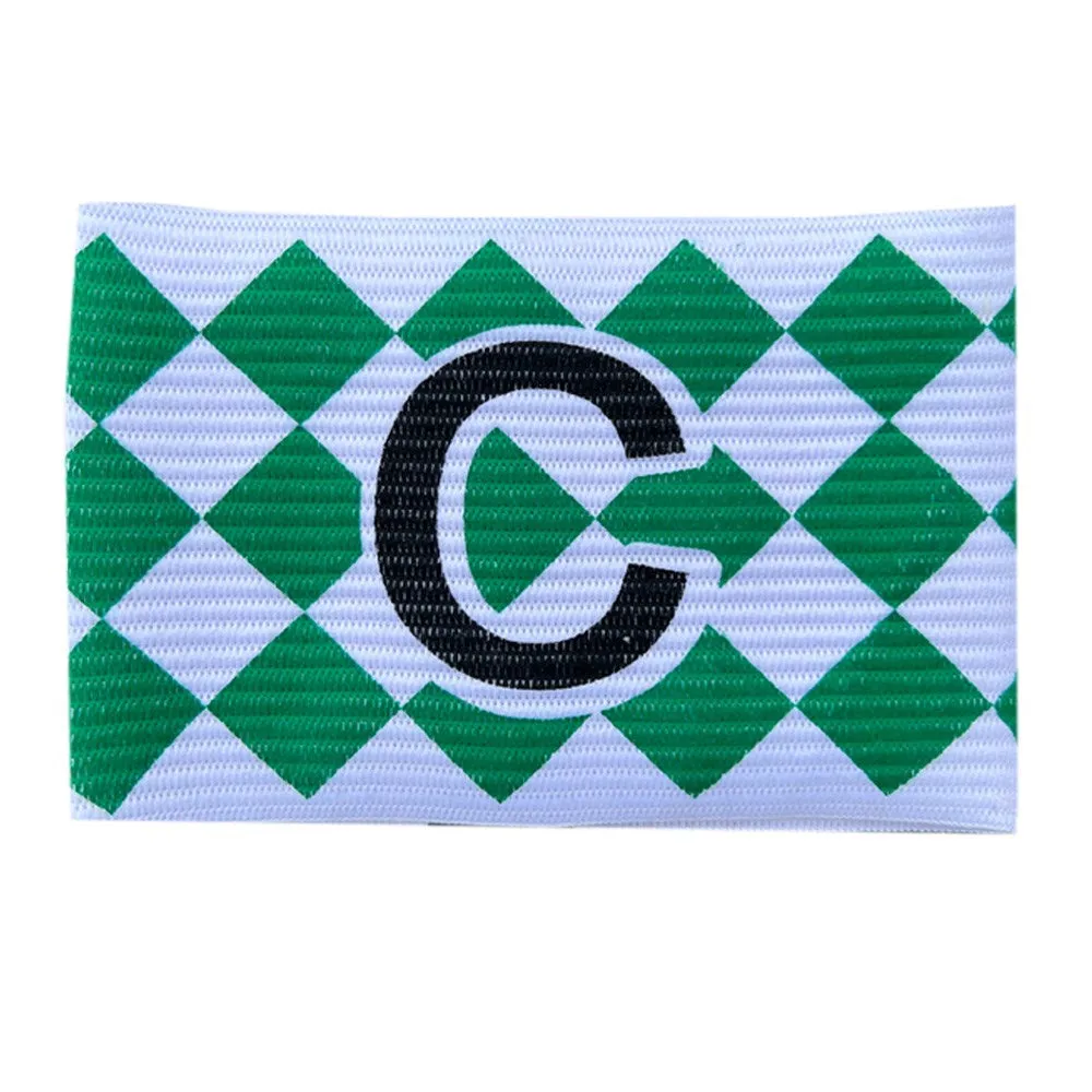 Junior Football Captain Armband in White and Green