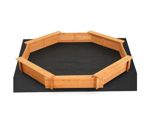 Keezi Kids Sandpit Wooden Round Sand Pit with Cover Bench Seat Beach Toys 182cm