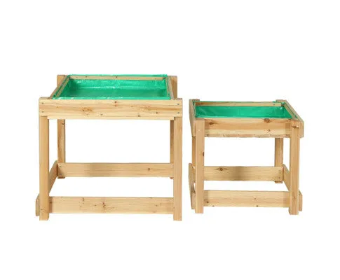 Keezi Kids Sandpit Wooden Sandbox Sand Pit Water Table Outdoor Toys 101cm