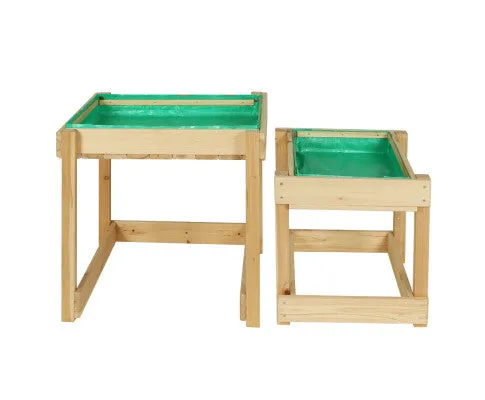 Keezi Kids Sandpit Wooden Sandbox Sand Pit Water Table Outdoor Toys 101cm