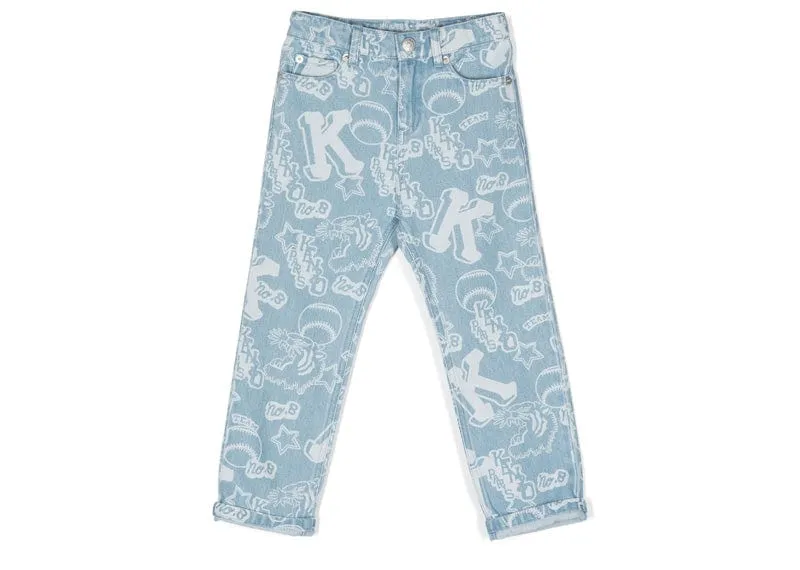 Kenzo Kids Graphic Print Straight Leg Jeans