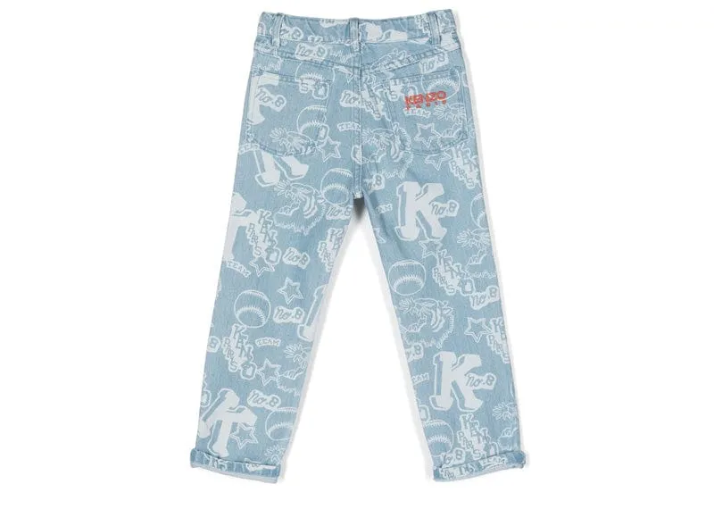 Kenzo Kids Graphic Print Straight Leg Jeans