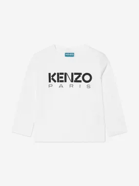 KENZO KIDS - Kids Organic Cotton Long Sleeve T-Shirt in White | Childsplay Clothing