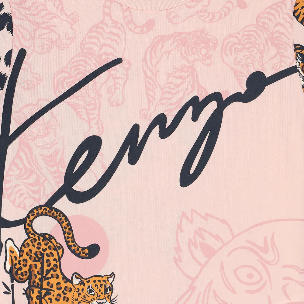 Kenzo Kids Tiger Motifs T-Shirt - Pink